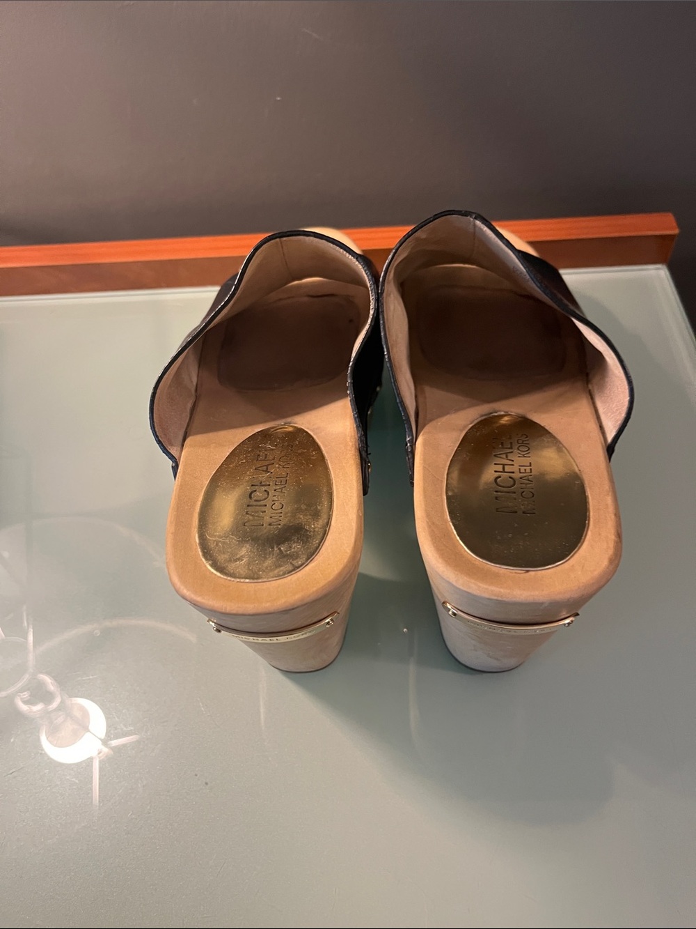 Michael Kors Michael Leather Slide Platform Sandals in Black - Picture 4 of 6